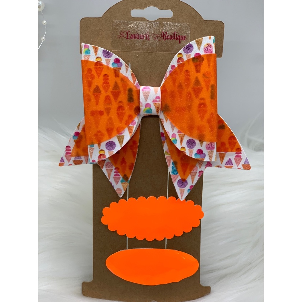 Ice cream print and orange clear glitter set